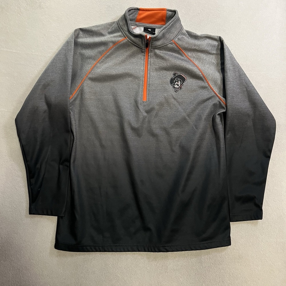 Oklahoma State Cowboys 1/4 Zip Pullover Men's Large Gray Black Performance OSU